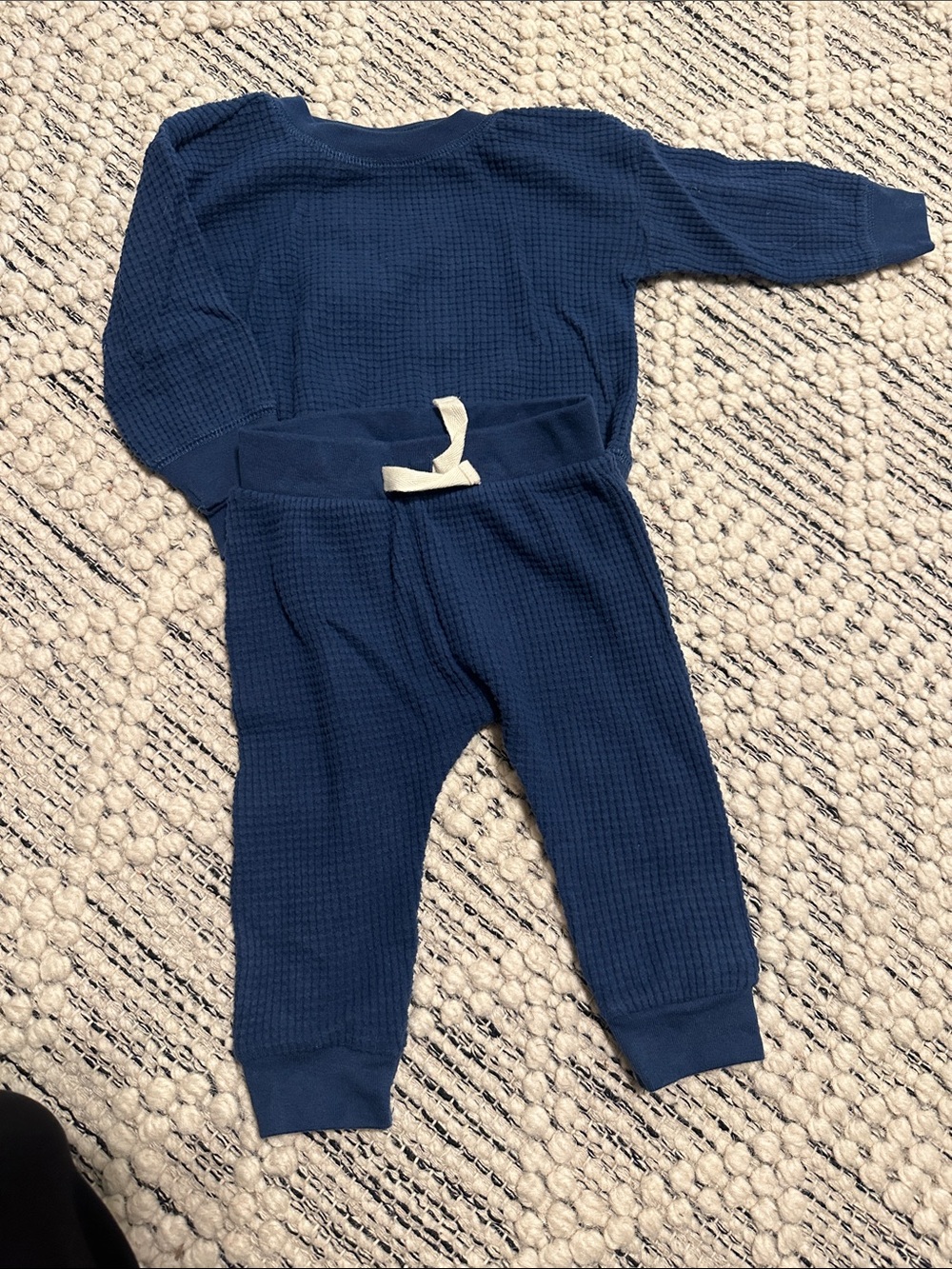 Carter's Waffle Knit Baby Top in Muted Blue